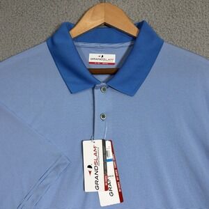 Grand Slam Performance Polo Shirt Men's XL Blue Striped Golf Short Sleeve New